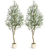 Garvee Árbol de Olivo Artificial de PE Duradero sin Mantenimiento para Decoradores en Interior o Exterior 183cm Verde Natural - Árbol de Olivo ×2