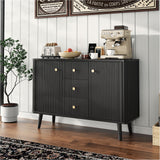 Garvee Aparador Buffet Moderno con Detalles Dorados y Estantes Ajustables para Comensales en Cocina 120cm Negro
