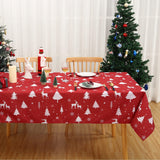 Garvee Mantel navide impermeable Garvee con estampado de ciervos, mantel decorativo para fiestas de uso interior y exterior, 137x200 cm, rojo festivo - Blanco