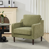 Garvee Silla de Acento Moderna de Mediados de Siglo Sillón Individual de Lino 76 cm con Respaldo Alto Curvo y Patas de Madera de Caucho Capacidad 136 kg Verde - Lino & Verde