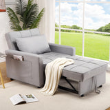 Garvee Sillón Cama 3 en 1 con Función de Cama, Respaldar Ajustable, Estructura de Madera y Acero, para Espacios Pequeños, Gris Claro - Gris Claro