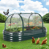 Garvee Hochbeet Metálico Robusto Con Marco Reforzado Y Red Anti Pájaros Para Jardín Y Terraza, Resistente A La Intemperie, Ideal Para Verduras Y Plantas - Verde Oscuro-Cubierta