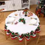 Garvee Mantel redondo Navidad estampado hojas 152cm decoración festiva rojo - Rojo