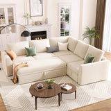 Garvee Sofá Seccional Cama Chenille Modular U con Cama Extraíble, Almacenaje, Asientos Separables para Sala y Apartamento, Gris