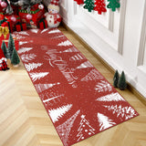 Garvee Alfombra Navidad romántica 60x180cm copos nieve rojos antideslizante microfibra suave lavable salon cocina oficina - Rojo