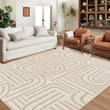 Garvee Alfombra de Sala 200x290 cm, Pelo Corto Lavable, Antideslizante, Poliéster Beige para Sala, Dormitorio y Comedor, Resistente a Alto Tráfico - Beige
