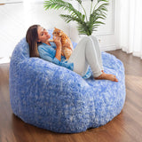 Garvee Sillón Puff Suave y Acogedor para Adultos, Relleno de Espuma, Tela de Felpa PV, Ideal para Salón y Dormitorio, 37x38x26, Gris - Azul