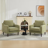 Garvee Sillas de Acento Modernas de Medio Siglo, Tela de Lino, Respaldo Alto y Brazos Curvados, Verde, Compactas para Sala y Oficina - Lino & Verde