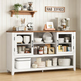 Garvee Mueble Aparador de MDF Duradero con 3 Estantes para Almacenamiento Seguro en Salas de Estar 134cm Blanco - Blanco