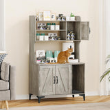Garvee Mueble Enclosure para Caja de Arena de Gato con Estantes, Gabinete Oculto, Gris, Para Gatos Pequeños, Madera Resistente, Almacenamiento Interior - Gris