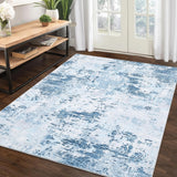 Garvee Alfombras Garvee modern abstract lavables antideslizantes pelo corto plegables sala estar dormitorio 120x170cm azul claro 1200gsm 100% poliéster 350g felpa perla base lavable plegable - Azul Claro