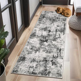 Garvee Alfombra de Pelo de Perla 580gsm, 100% Poliéster, Estampado Abstracto Estilo Gao Shan Liu Shui, Base TPR Lavable Plegable, Gris, 120x170cm, para Sala y Dormitorio - 120*170Cm