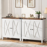 Garvee Gabinete de Almacenamiento Pequeño Farmhouse con 2 Puertas, Estantes Ajustables, MDF Robusto, Blanco y Marrón para Sala y Comedor - Blanco+Marrón