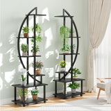 Garvee Soporte Para Plantas 6 Niveles 175 cm Acero Carbono Con Ruedas Y Ganchos Para Jardín Interior Y Exterior Negro