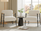 Garvee Silla Blanca Confortable Set de 2, Marco Metálico Resistente, Cojín Suave, Reposabrazos de Madera, para Sala y Dormitorio, Capacidad 136 kg