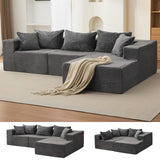 Garvee Sofá Modular Seccional en Forma de L de 274 cm con Espuma de Poliuretano Tapizado en Pana Ancha Chaise Derecha Gris Oscuro - Gris Oscuro