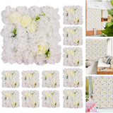 Garvee panel de pared floral artificial de lujo 12 Pcs 3D Seda montaje rápido reutilizable decoración bodas fiestas 38.1x38.1cm - Blanco