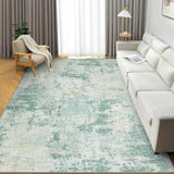 Garvee Alfombra de Pasillo de Pelo Corto, Moderna con Diseño Abstracto, Antideslizante, Lavable, Base TPE, Gris, Beige y Verde, para Salón, Pasillo, Cocina y Dormitorio - Verde
