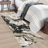 Garvee Alfombra moderna 80x150 cm de Terciopelo Perlado con Respaldo Lavable y Diseño de Mármol Abstracto para Sala y Dormitorio Negro - Negro