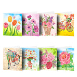 Garvee Set De 8 Tarjetas De Felicitación 5D Diamante Flores Hechas A Mano Papel Alta Calidad Para Vacaciones 30x15cm Multicolor