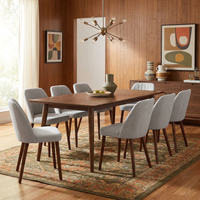 Garvee Juego de 8 Sillas de Comedor de Madera, Asiento Acolchado Tapizado en Tela de Lino con Patas de Madera Maciza para Cocina y Restaurante, Gris