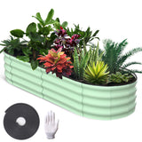 Garvee Huerto Elevado Ovalado para Jardín de 192x91x60 cm, Cama de Cultivo de Metal Galvanizado con Fondo Abierto para Verduras, Hortalizas y Flores, Verde Oliva - Verde oliva