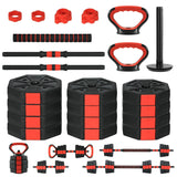 Garvee Set de Mancuernas Ajustables 4 En 1 20/30/40 kg Multifuncional con Kettlebell, Barra y Soporte de Flexiones para Gimnasio en Casa, Material Compuesto Resistente, Agarre Antideslizante