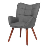 Garvee Silla De Comedor Casual En Lino Y Gamuza, Asiento Profundo, Respaldo Alto, Patas Metálicas, Antideslizante, Para Comedores Modernos, Varias Colores - Gris Oscuro