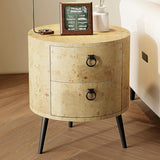 Garvee Mesa Auxiliar Redonda con Cajones - Mesa de Noche Moderna con Almacenamiento - Madera con Patas de Metal - Estilo Rústico - Ideal para Sala o Dormitorio - Núcleo Sauce Dorado