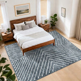 Garvee Tapis Moderne Géométrique Lavable 5x7 - Moquette Antidérapant Polyester Doux pour Salon et Chambre - Gris