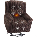 Garvee Sillón Reclinable Eléctrico con Calefacción y Masaje para Personas Mayores en Sala de Estar 181kg Marrón - Marrón