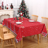 Garvee Mantel Navidad impermeable decorativo patrón árbol estrellas interior exterior lavable a prueba polvo 137x200cm rojo - Rojo