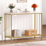 Garvee Consola Recibidor 1 Caja Con Diseño De Líneas Verticales, Mesa De Entrada Moderna Dorado, Compacta Y Funcional - Color Dorado