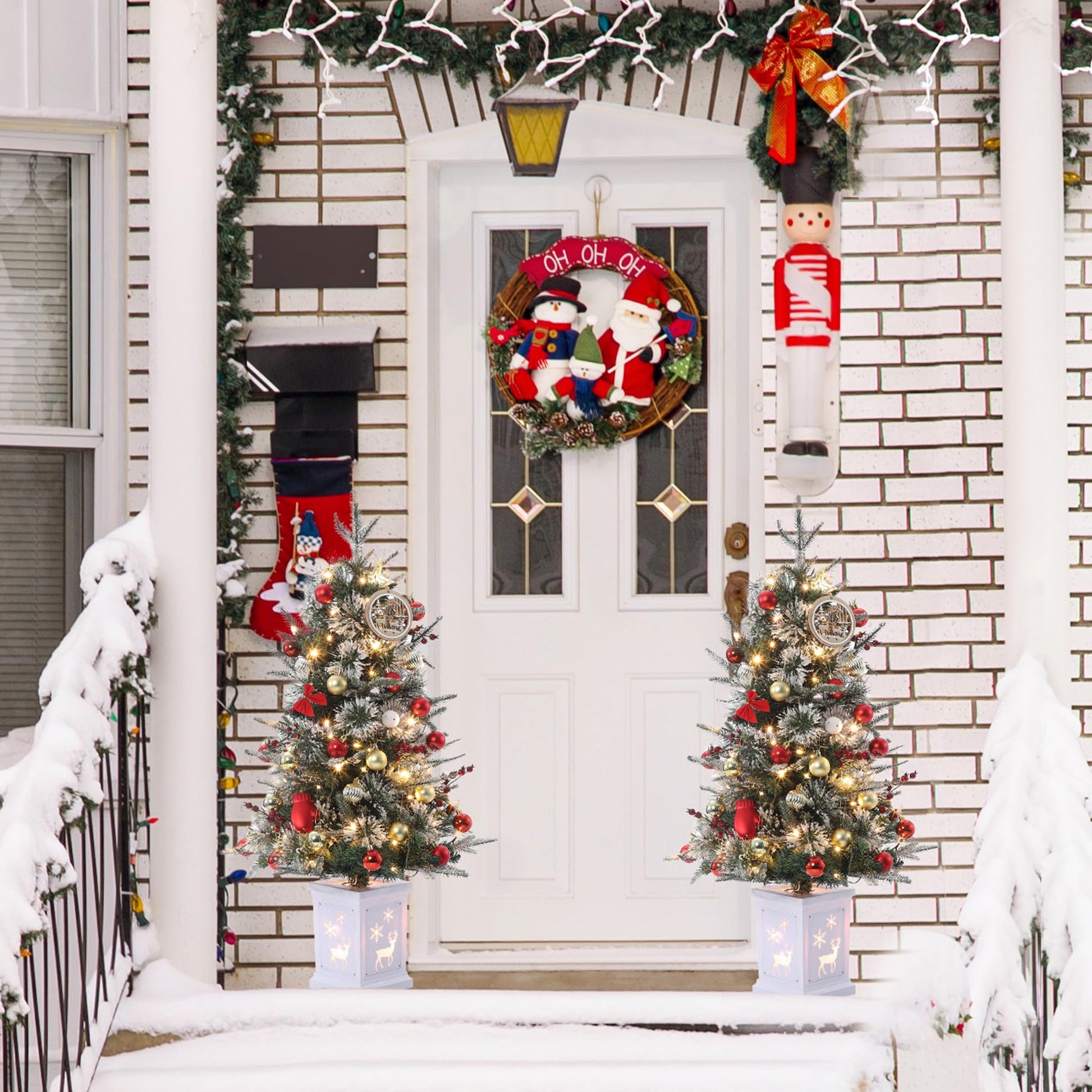 Garvee Árbol de Navidad Artificial 90cm 78 Luces LED Función Temporizador Material PE&PVC Base Blanca Estable Hogar Oficina