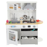 Garvee Cocina de Juguete de Madera para Niños con Estufa y Horno, 17 Accesorios, Blanco, Juego de Rol para Niños de 3+ Años