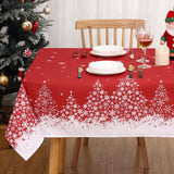 Garvee Mantel Navidad impermeable fácil limpieza cocina comedor rectangular 137x178cm patrón copos nieve árbol rojo - Rojo