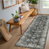 Garvee Alfombra de Puerta Vintage de Poliéster, Diseño Floral, 80x150cm, Lavable y Antideslizante, Resistente y Fácil de Cuidar, para Sala, Dormitorio y Cocina - Fresno