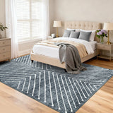 Garvee Tapis Moderne Géométrique Lavable 5x7 - Moquette Poils Ras Antidérapant Tache Résistante Polyester Pliable Pour Salon Et Chambre, Gris - Gris