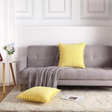 Garvee Funda De Cojín 40x40cm, Chenille 250GSM Con Borlas, Estilo Boho Beige, Suave y Decorativa, para Sofá y Cama - Amarillo