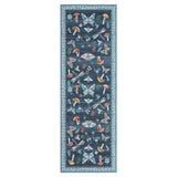 Garvee Alfombra Floral Moderna Antideslizante Para Dormitorio, Sala De Estar, Cocina Y Oficina, Pelo Corto, Lavable A Máquina, Multicolor - Azul