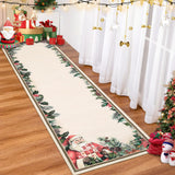 Garvee Alfombra navideña en rollo 80x150cm fibra corta lavable antideslizante TPR-Goma para sala, dormitorio, pasillo, decoración navideña - Papá Noel
