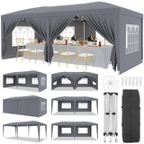 Garvee Carpa Plegable de 3x6 Metros con 6 Paredes Laterales Impermeable Protección UV 50+ Estructura Metálica Portátil Gris Oscuro - Gris Oscuro