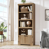 Garvee Estantería de 5 Niveles con Puertas y Estantes Ajustables, 175 cm de Alto, MDF Duradero, Diseño Antideslizante, para Oficina y Salón, Marrón - Marrón