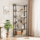 Garvee Estantería libros industrial 6 niveles  metal MDF estable vintage 187x80x30cm interior sala oficina gris - Gris