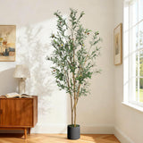 Garvee Árbol de Olivo Artificial Interior 183 cm con Tronco de Madera Natural, Frutas Realistas, Maceta Negra, Musgo Verde para Decoración Hogar Oficina - Negro