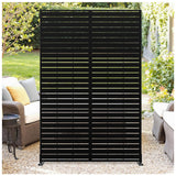 Garvee Panel de Privacidad para Exterior de Acero Galvanizado, Pantalla Separadora para Jardín y Patio, 183x119 cm, Negro - Líneas Horizontales-Negro