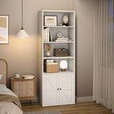 Garvee Set de 2 Estantes de Madera Rústicos con Puertas de Granero X para Sala y Estudio, 181 cm Alto, Blanco, Madera Maciza