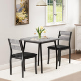 Garvee Conjunto De Comedor 3 Piezas Para 2 Personas Mesa Cuadrada Compacta Gris Para Apartamentos Y Cocinas Pequeñas - Grey