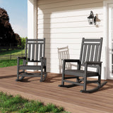 Garvee Juego De 2 Sillas Mecedoras De Madera Para Exterior, Jardn, Patio, Piscina, 61x89x102 cm, Negro - Negro, juego de 2