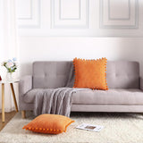 Garvee Funda De Cojín Chenille 45x45cm 250GSM Con Borlas, Estilo Boho Beige, para Sofá y Dormitorio - Naranja